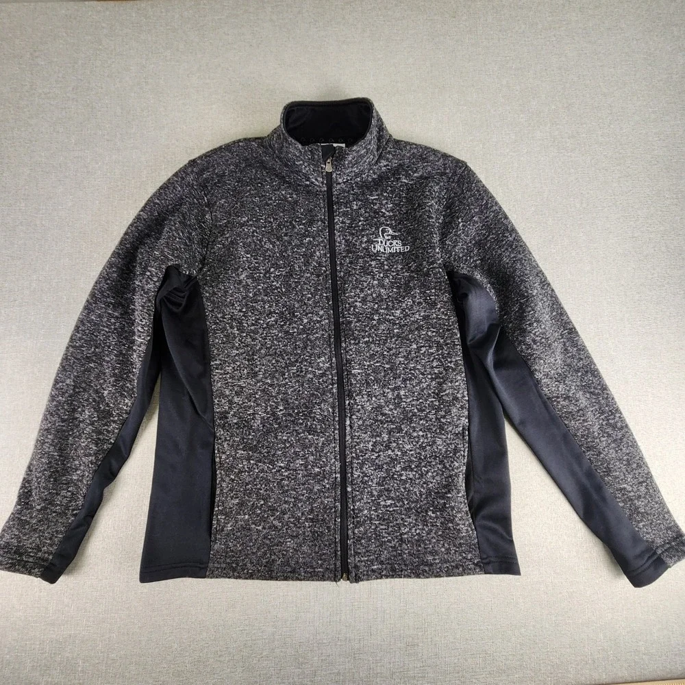 Ducks Unlimited Mens Full Zip Sweater Fleece Jacket Charcoal Gray Large Outdoor
